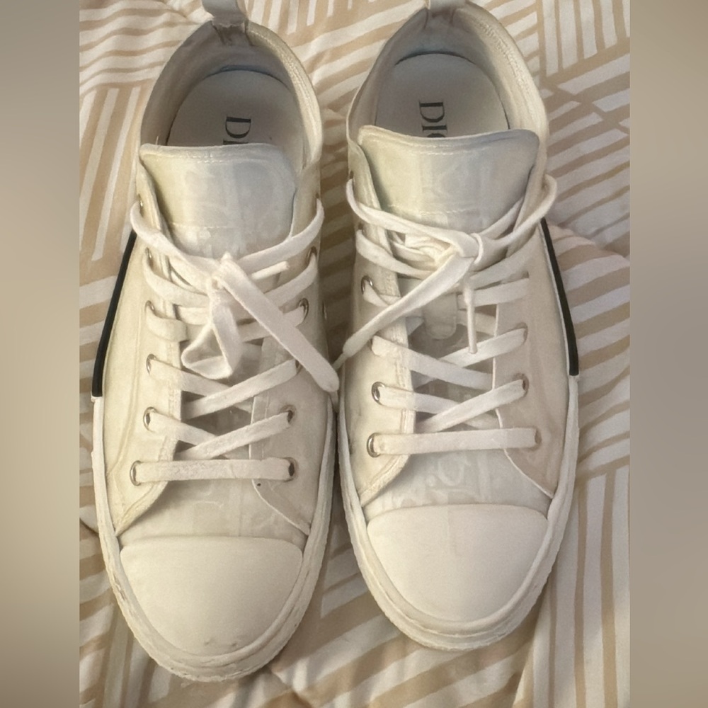 Dior Cream Lace-Up Sneakers